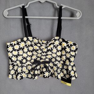 Art Class Girls Floral Ruffle Swimsuit Top Midkini Top Size Small (6/6X)